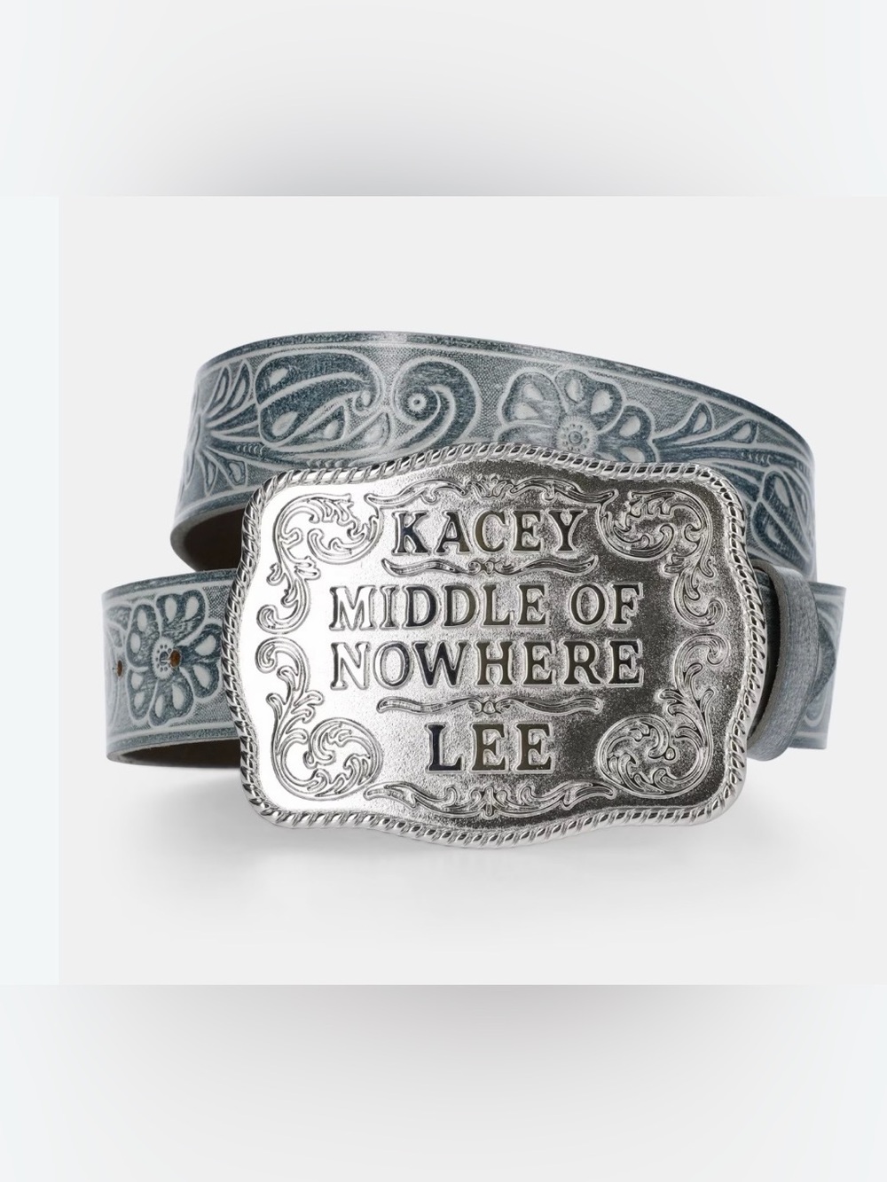 Kacey Lee Grey Leather Western Belt NEW!